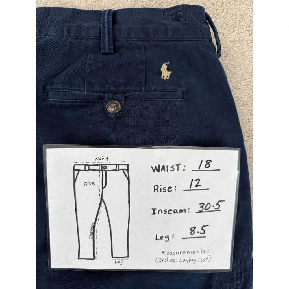 Polo Ralph Lauren Classic Fit Mens 36x32 (Fits 36x30.5) Pants Blue Chino Preppy